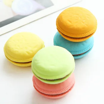 Macarons Silgi Yaratıcılık Sevimli Öğrenci Narin Tatlı Kırtasiye Yapay Gıda Silgi Beş Renk Bir Paket Bisküvi Sandviç