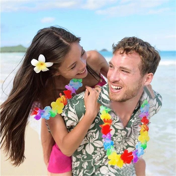 10 adet Hawaiian yapay Çiçek Kolyesi Garland Süslü Elbise Parti Hawaii Plaj Partisi Plaj Eğlenceli Çiçekler DİY Kolye