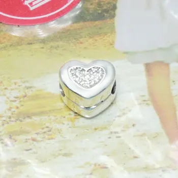 Uygun Orijinal Pandora Charm Bilezikler ve Kolyeler 925 ayar Gümüş Sürekli Kalp Stoper Klip Charms Boncuk DİY Aksesuar