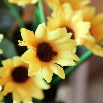 50 cm Yapay çiçek Ahşap çit Sunflower Hotel özel dekoratif çiçek görüntü Ayarlayın
