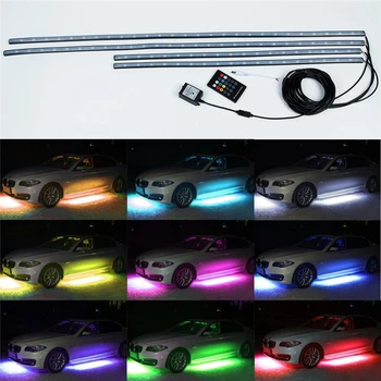 Araba Kızdırma gövde altı Sistemi Neon Işıkları Altında LED 4 adet RGB 90CM W/ses ve Kontrol 60CM+Kit