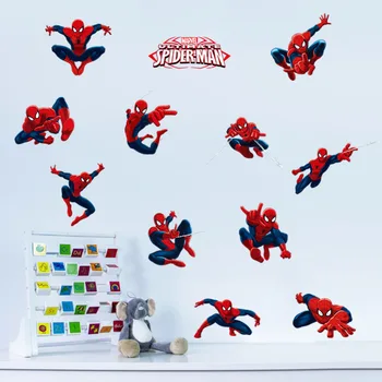 11 Diy Çocuk Odası Pvc Duvar Çıkartması Çocuk Çocuk Bakım Odası Dekorasyonu Süper Kahraman Hediye İçin Spiderman Dekoratif Duvar Çıkartmaları Poz