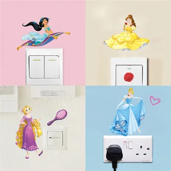 Karikatür Prenses Denizkızı Peri Çocuk Çocuk Odası Fincan dekorasyon Duvar Çıkartmaları Çıkartma Duvar Sanat DİY Kızlar Hediye
