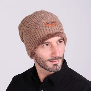 [BAŞ ARI] 2017 Marka Kış Kap Pamuk Skullies Kasketleri Şapka Yetişkin Sıcak Örme Şapka Erkek Şapka Bonnet