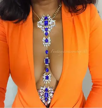 Vedawas Facebook Sıcak Moda Takı Uzun Collier Kristal Vücut Zinciri Seksi Kadın Yaz Çok Renkli Maxi İfade 1881 Kolye