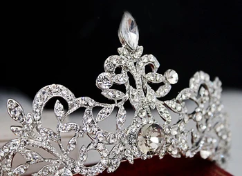 Düğün Gelin Prenses Balo Avusturya Kristal Taç Taç Saç Aksesuarları Quinceanera Tiaras Ve Kron Diamante Taç