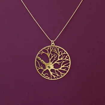 Biyoloji takı Plaka Altın Gümüş Altın ser gemi 12pcs/lot Rose yuvarlak kolye beyin hücresi Nöron - psikoloji kolye-