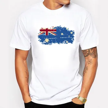 2017 Yeni Yaz Avustralya Bayrağı Erkek gömlek Pamuk Kısa Kollu T-shirt Avustralya Bayrağı Tarzı Spor Tişörtleri Nostalji