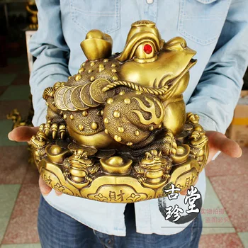 Bronz altın fırfırlı süsler külçe altın kurbağa ofis dekorasyonu ev zenginlik toad