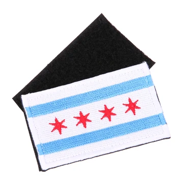 8 x 5 cm Dört Yıldız Deseni Chicago Alumni Polis Bayrağı Yamalar Şapka Çanta Ceket için Moral Etiketleri Yama kol bandı Rozet İşlemeli