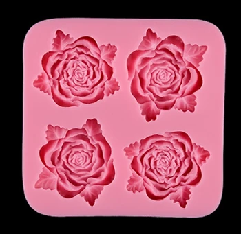 4 E686 Çiçek Şekli Fondan Dekorasyon Silikon Kek Kalıp Kek Dekorasyon Pişirme Araçları Rose
