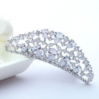 Kadınlar için LUOTEEMİ Kuyumcu Yeni Lüks Yüksek Kaliteli Prenses Tacı CZ Beyaz Altın Renkli Gelin Saç Aksesuarları Düğün