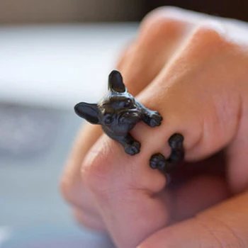 Vintage yüzük bulldog Köpeği üretme Silah Siyah / Antika Gümüş / Antik Bronz Yüzük Sosis Köpek Dachshund