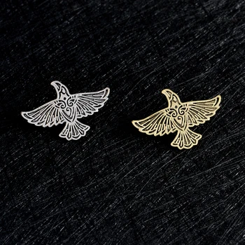 Viking Kuzgun Uçan Pin 1~2 adet Karga Broş Vintage Gümüş Bronz Pin Toka Viking Ceket Gömlek İğnesi Rozet, Erkek Mücevher Hediye Norse