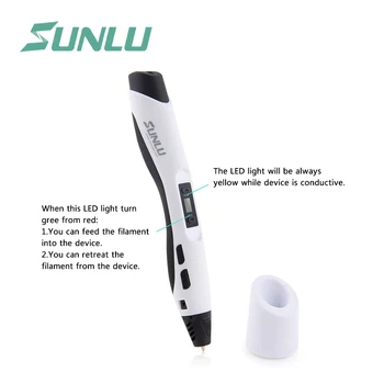 3d kalem SUNLU SL300 akıllı 3d baskı kalem LCD ekran resim PLA ABS, yaratıcı hayal gücünü beyaz renk filament