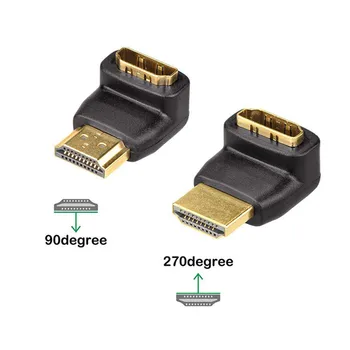 Dönüştürücüler Destek Ses Adaptör HDMI Dişi bağlantısı için 270 Derece HDMI Adaptör Erkek 90 Derece Kanal Dönüştürücü Dönüş