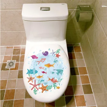% 3d karikatür hayvanlar sualtı balık denizyıldızı bubble Tuvalet Banyo sticker ev dekorasyonu buzdolabı cam çıkartmaları