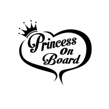 Prenses Tahta Vinil Etiket Sticker Sevimli Komik Crown Araba Kamyon Penceresinde Aşk