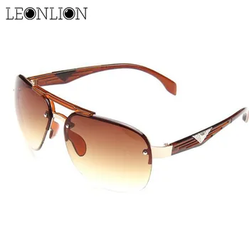LeonLion 2017 Klasik Vintage Oculos De Sol Açık UV400 Sürüş Adam HD Büyük Çerçeve Güneş Gözlüğü Kadın Marka Tasarımcı güneş Gözlüğü
