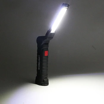 Taşınabilir 5 Modu COB el Feneri Meşale USB Şarj edilebilir Açık Kamp İçin Çalışma Işığı Manyetik COB Lanterna Asılı Kanca LED Lamba