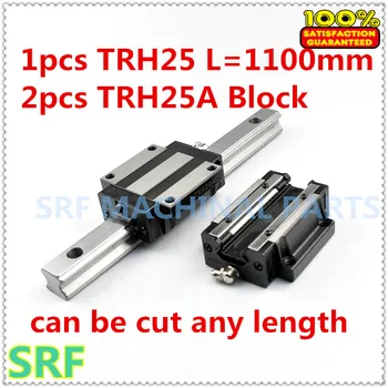 Yüksek kaliteli 1 adet Lineer kılavuz ray TRH25 L=CNC için 2 adet TRH25A Flanş slayt blokları ile 1100mm Lineer ray parçası
