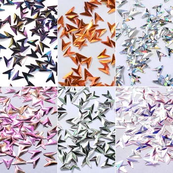6Pcs/Lazer Renkli Tırnak Glitter 3D Ok Tasarımı Untrl-ince Chameleon Pul Tırnak Uçları Paillette Tırnak Sanat Süslemeleri Pul seti