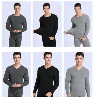 2018 yeni termal iç çamaşırı artı kadife kalın sıcak uzun johns erkek Sonbahar Kış gömlek+pantolon 2 adet erkek