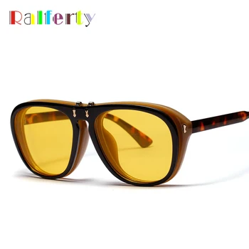 Ralferty Moda Flip Up Güneş Gözlüğü Kadın Büyük Kare Sarı Güneş Gözlüğü Erkek Büyük Boy Güneş 2018 Gözlük Aksesuarları Gözlük W1341
