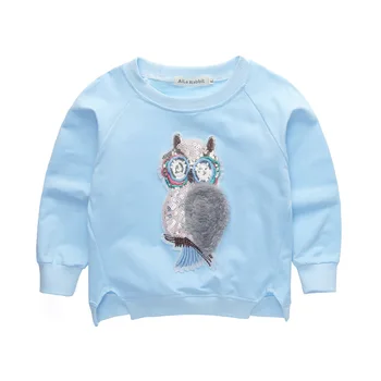 Çocuk Çocuk Giyim için 2018 Yeni Bahar Pamuk Longsleeve T R&Z Kız Bebek Giyim-gömlek Renkli 3D Karikatür Hayvan Baykuş Üstleri