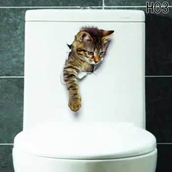 1/Pc Tuvalet 3D Canlı Dekor DİY Ev Poster Duvar İçin Korumalı Duvar Çıkartmaları Vinil Çıkartmalar Geçiş Karikatür Çıkartmalar Anahtarı Kedi