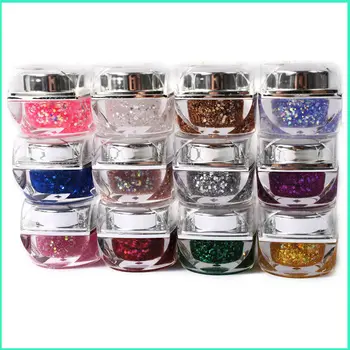 Parlak Tırnak Glitter Arıtma Payetler Cam Tutkal Elmas Taklidi Renk İle 2016 Yeni Kaynağı 12 Renk Uv Jel Toptan