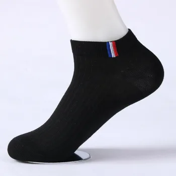 38-43 Nefes Tekne Çorap Boyutu EUR 10 adet=5Pair Katı Erkekler Pamuk Marka Calcetines Görünmez ayak Bileği Çorap Adam Çorap Mens