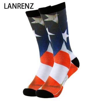 2017 Yaratıcı Amerikan bayrağı baskı Erkekler ve kadınlar moda Komik çorap 3d baskılı çorap 200 örgü Yağlıboya Resim Sıkıştırma çorap
