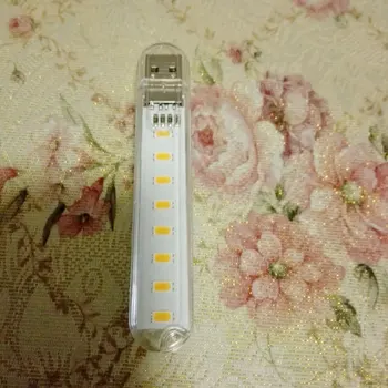Sıcak!1 adet Mini USB Okuma Gadget, Dizüstü bilgisayar Güç Banka Dizüstü Bilgisayar için Gece Işık 8LEDs 5 V Ampul Soğuk Beyaz LED Lamba