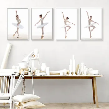 Modern Bale Beyaz Kuğu Güzel Kız Dansçı Fotoğraf Sanat Baskı Poster Duvar Resim Çerçevesi Ev Deco Balerin Tuval