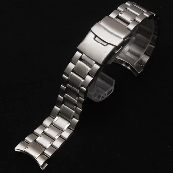 Saat Güvenlik klasik kordonlu saat Paslanmaz Çelik Metal Watche bant 18MM 20 MM 22 MM 24 mm Gümüş fit Erkek uç Kavisli toka Saatler