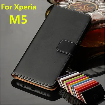 Sony Ericsson M5 E5603 E5606 E5653 Kart Sahibi Retro çanta için Xperia M5 için Çift kapak kılıf Premium PU Deri Cüzdan Flip Case GG