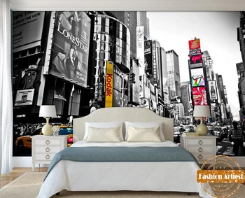 Özel 3d siyah & beyaz duvar kağıdı New York city Times Square modern tv Kanepe yatak odası oturma odası cafe restoran arka plan