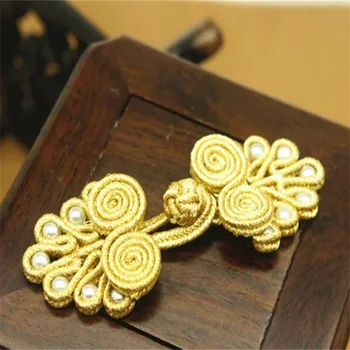 DoreenBeads Vintage Tarzı Çince Düğüm Düğmeleri Altın Rengi Cheongsam Tang takım Elbise Kadın Şapka Ayakkabı DİY 2 adet Çift Dikiş/Elbise