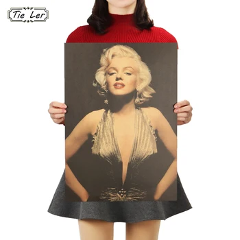 KRAVAT LER Süper Yıldız Marilyn Monroe Film Kraft Kağıt Poster Bar Cafe Dekoratif Resim Odası Duvar Çıkartmaları