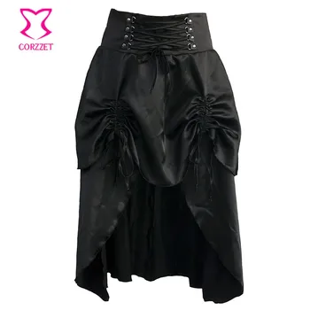 Corzzet Retro Siyah Çelik Steampunk Korse Ve Elbise Wasit Artı Boyutu Gotik Giyim Victoria Korse Setleri Zayıflama Kemikli