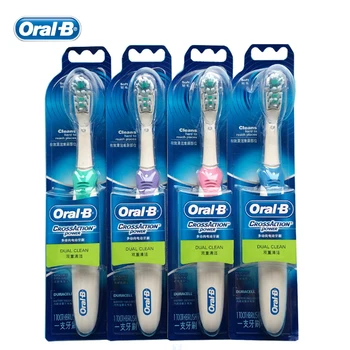 Orijinal Oral B Cross Action Power pilli diş Fırçası Çift Temiz Diş Beyazlatma Rastgele 1 adet Teslim Fırçası