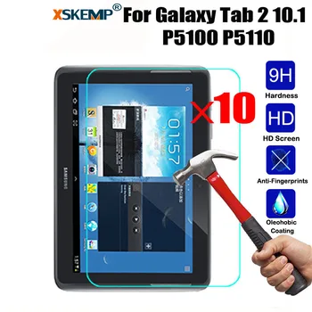 Samsung Galaxy Tab İçin XSKEMP 10 adet/Lot Ekran Koruyucu Tempered Cam 2 10.1 P5100 P5110 Ultra İnce Tablet PC Koruyucu Film