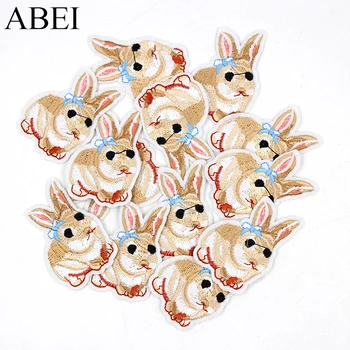 10 adet/çok Güzel Tavşan Yamalar Üzerinde Demir İşlemeli Karikatür Hayvan Çıkartmaları DİY Kıyafetler Giysiler Kot Çanta Aplike Rozet