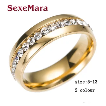 Lüks Altın Rengi Montaj anel feminino Mason siyah yüzük bijoux bagues 0.5 ct Tek sıra Zirkon Nişan Takı Yüzük