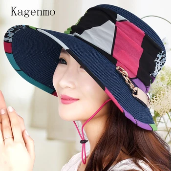 Kagenmo büyük güneş şapka yaz kadın sunbonnet güneş koruyucu anti-uv beach cap strawhat