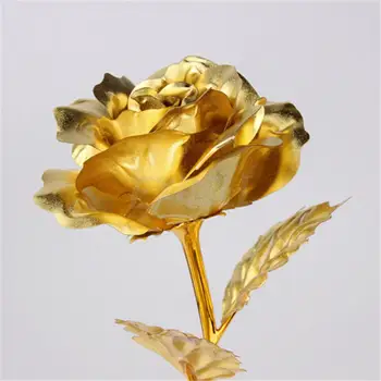 24K Altın Kaplama Çiçek Sevgililer Günü Hediyesi Doğum günü Romantik Golden Rose Ev Dekorasyonu Şenlikli Parti Malzemeleri Gül