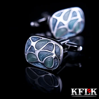 KFLK Takı mens tasarımcı Marka bağlantı Kelepçeleri moda Düğme, Yüksek Kaliteli Yeşil Düğün Ücretsiz Gönderim için toptan kol düğmesi gömlek