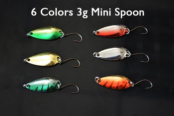 Sıcak Satış!3g 6pcs Çok Renk Mini Metal Kaşık Yem Yem Balık Yemi Balıkçılık için Balık yemi Fume Mücadele ayarlayın