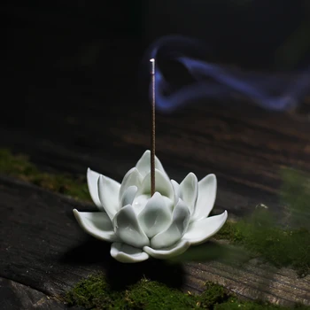 Buddha tütsü için kılavuzu el yapımı kar lotus koku tütsü tütsü kabı seramik ocak tütsü ekleme cihazı